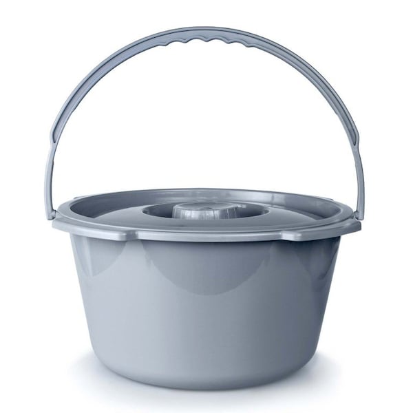 Balde para Comoda Mckesson con Mango Metálico y Tapa, 7-1/2 Cuartos, Gris, 12PK - 146-11106