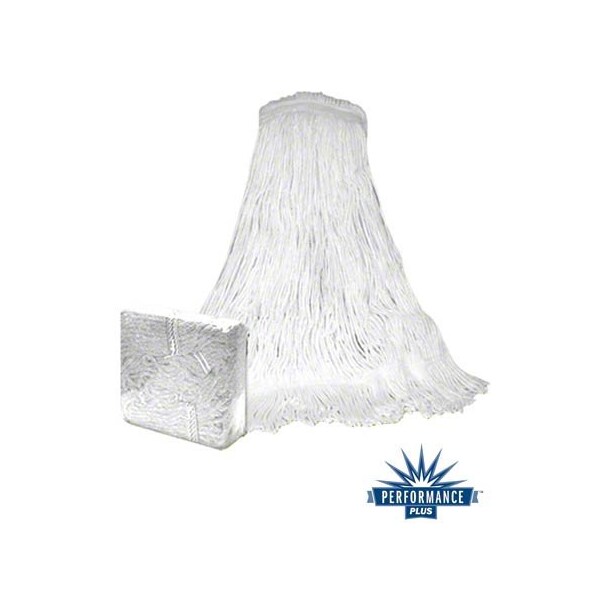 Rendimiento Plus 24 OZ Rayon Fan Tail 4 Ply con Cinta de Trapeador Blanca, 12 Piezas - P15524