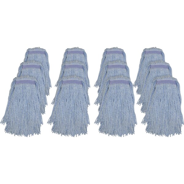 Kits de trapeador húmedo Genuine Joe, azul, PK12, GJON24B1BCT - GJON24B1BCT