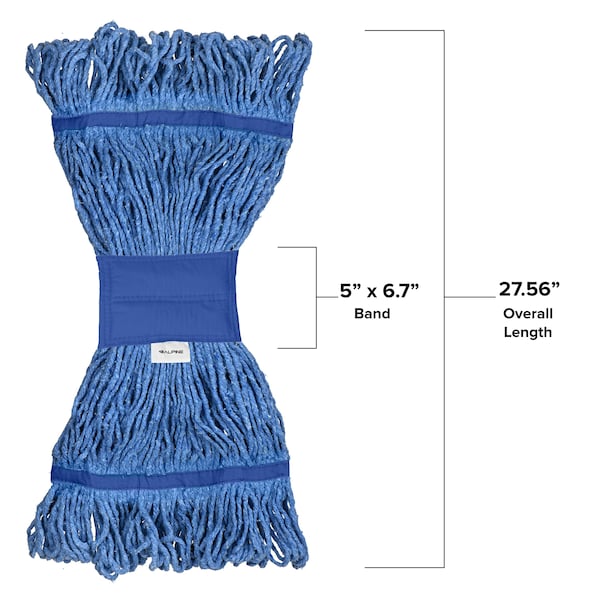 Cabeza y cola de banda de 5 pulgadas de Alpine Industries Azul para trapeador de algodón de 32 onzas, azul, 2 piezas - ALP302-03-5B-2PK