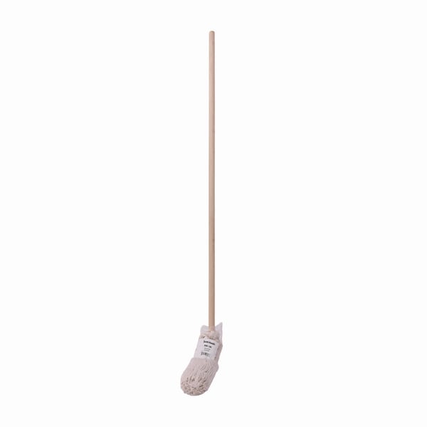 Traperos de mango/plataforma Boardwalk, cabeza de algodón blanco #20, mango de madera natural de 54 pulgadas, paquete de 6 - BWK120C