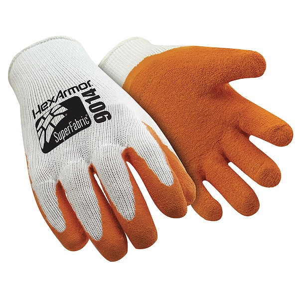 Guantes recubiertos resistentes a cortes Hexarmor, Nivel de cortaduras A9, 10 ga, naranja/blanco, XS - 9014-XS(6)