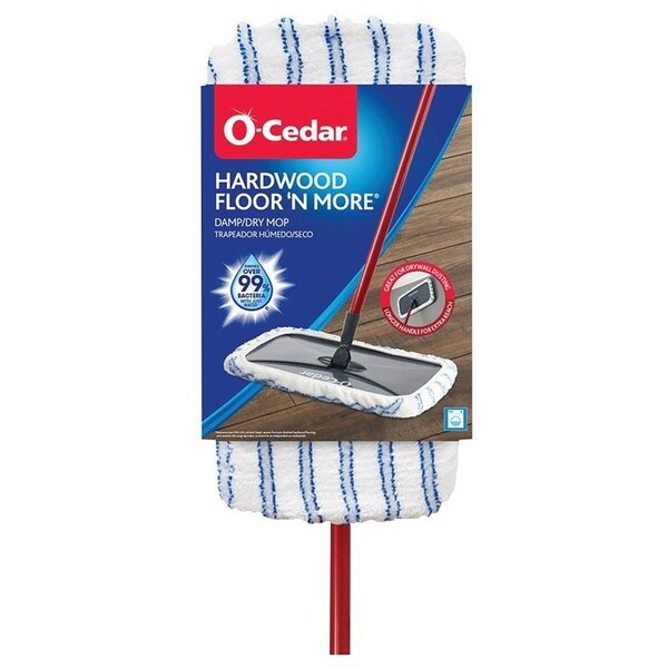 Trapeador para polvo O-Cedar Floor N' More, cabeza de 9 pulgadas de ancho, cabeza de 2.63 pulgadas de largo, cabeza de microfibra, mango de plástico, 59-1/2 pulgadas de largo - 168120