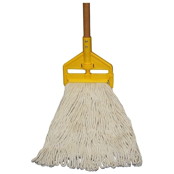 Mopa húmeda Rubbermaid, 24 Headband, 60 pulgadas de mango largo, cabeza de mopa de algodón, mango de madera - 1785057