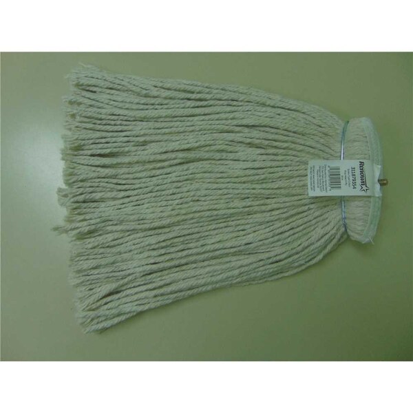 Cabeza de trapeador Renown 16 oz. 4-Ply de algodón natural con banda de cabeza tipo tornillo de metal, extremo cortado, 6 paquetes - CM-22016BKHP