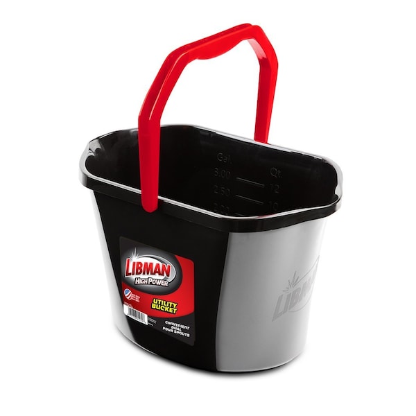 Cubeta de servicio ovalada de 3.5 galones Libman Commercial, negro, paquete de 4 - 1272
