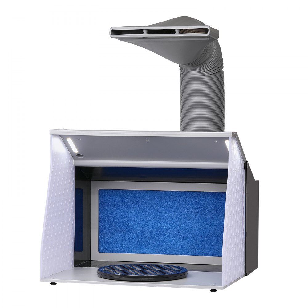 VEVOR Airbrush Spray Booth, Portable Hobby Airbrush Paint Spray Booth Kit with 4 LED Light, Powerful Dual Exhaust Fans, Turntable and 6 ft Extension Hose, for Painting Models, Arts, Crafts, Cakes - PBSPQF404633C9KMSV1