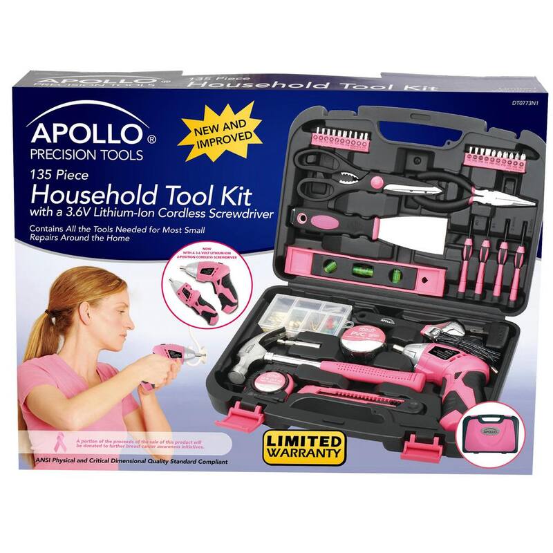 Kit de herramientas para el hogar de 135 piezas Apollo en color rosa - DT0773n1