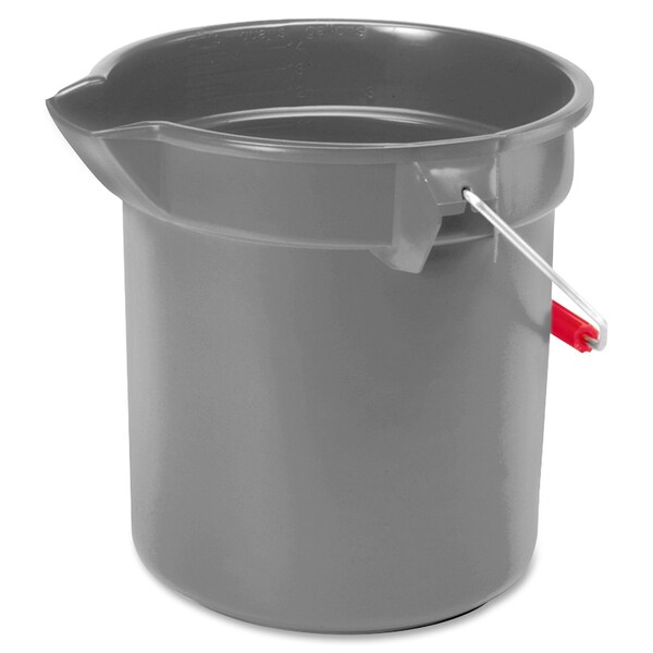 Cubeta de utilidad Rubbermaid Commercial Brute de 10 cuartos, 10.2" de altura, color gris, plástico; acero; polietileno de alta densidad (HDPE) - RCP296300GYCT