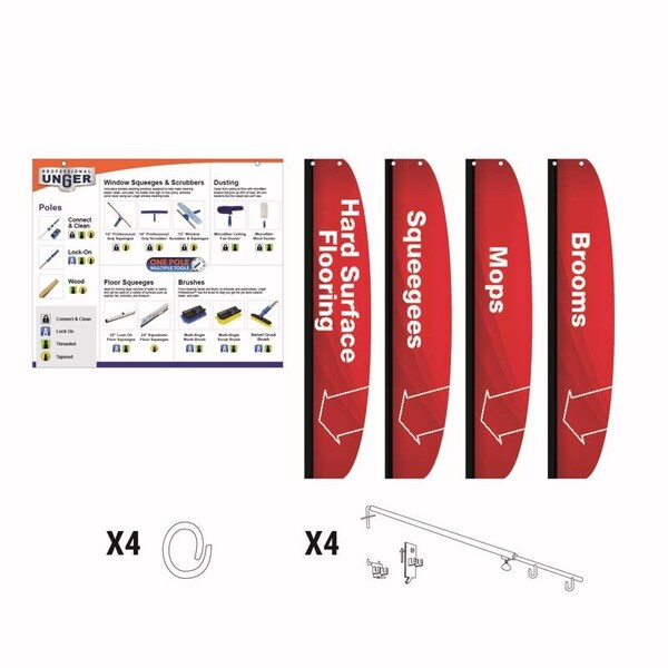Kit de señalización de mops y escobas surtidos Retail First Inc Unger 4 in. H Metal/Styrene - 1000-000008