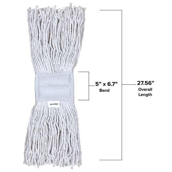Cabeza de trapeador de algodón de 24 oz y corte en banda de 5 pulgadas de Alpine Industries, paquete de 2 - ALP300-02-5W-2PK