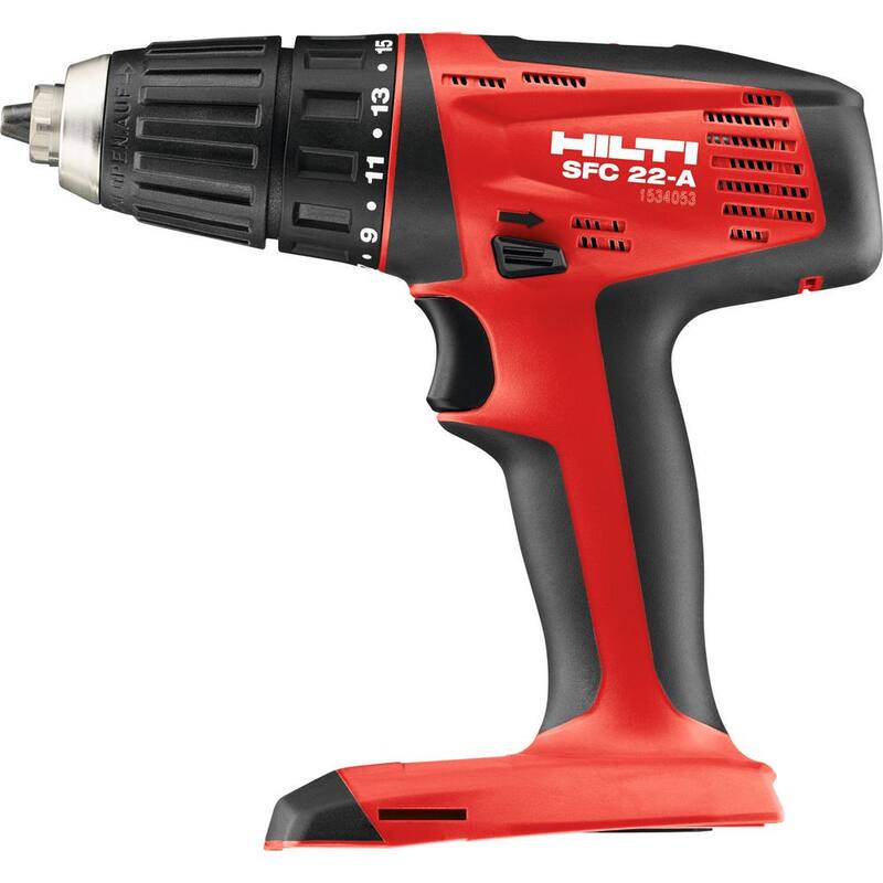 Kit de taladro inalámbrico Hilti SFC de 22 voltios de iones de litio de 1/2 pulgadas con dos baterías de 4.0 Ah, cargador, clip para cinturón y bolsa - 3492967.