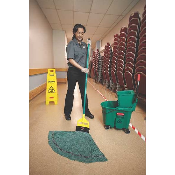 Trapeador húmedo de cuerda de 1 pulgada Rubbermaid Commercial, peso seco de 16 onzas, conexión deslizante, extremo en bucle, rojo, microfibra - 1924817