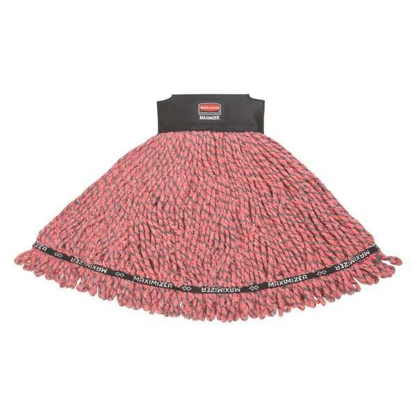 Trapeador húmedo de cuerda de 1 pulgada Rubbermaid Commercial, peso seco de 16 onzas, conexión deslizante, extremo en bucle, rojo, microfibra - 1924817