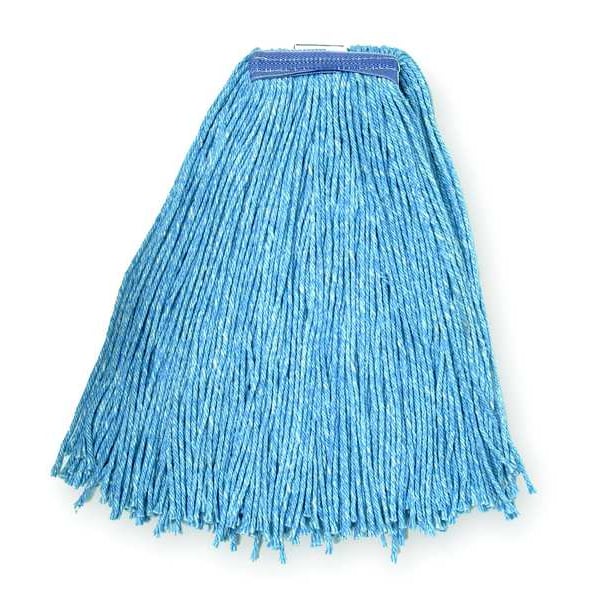 Mop String Wet de 1 pulgada Tough Guy, peso seco de 20 onzas, con sujeción/cambio rápido/conexión lateral, terminado en corte, color azul, de algodón, 1TYR4 - 1TYR4