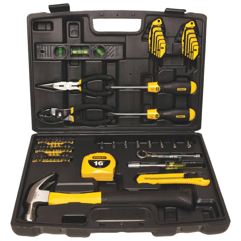 Kit de herramientas para el hogar Stanley (65 piezas) y cinta métrica de bolsillo FATMAX de 6 pies x 1/2 pulgada - 94-248W33706M