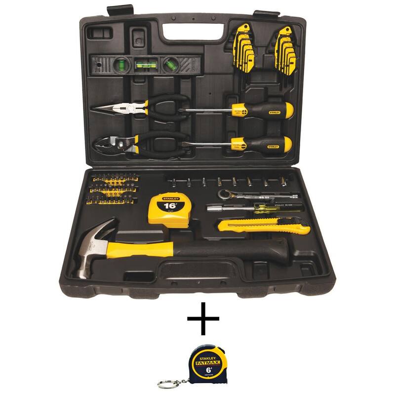 Kit de herramientas para el hogar Stanley (65 piezas) y cinta métrica de bolsillo FATMAX de 6 pies x 1/2 pulgada - 94-248W33706M