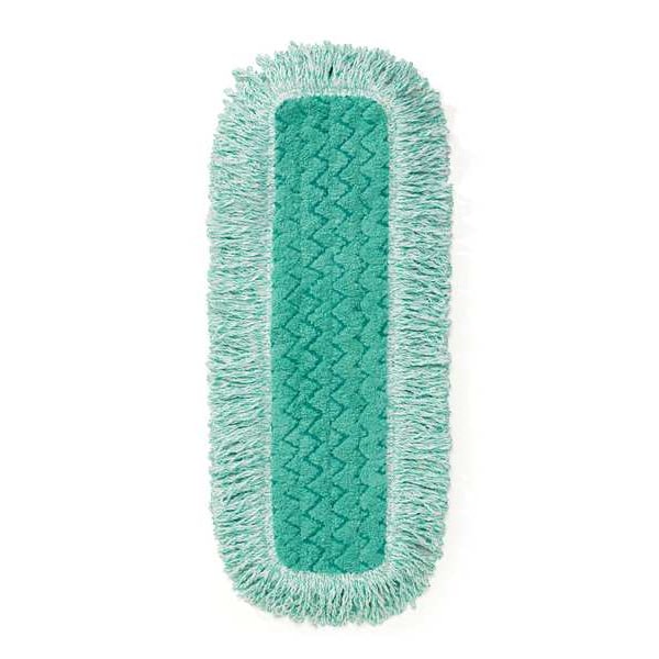 Trapo para polvo Rubbermaid Commercial de 18 pulgadas, conexión tipo gancho y lazo, extremo de flecos, color verde, microfibra, FGQ41800GR00 - FGQ41800GR00