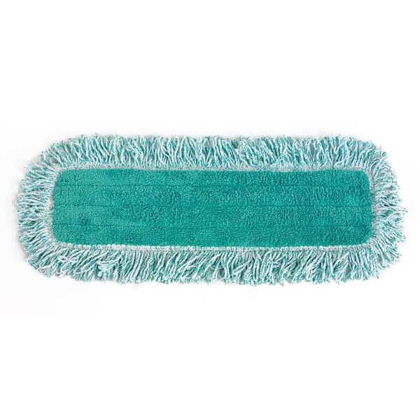Trapo para polvo Rubbermaid Commercial de 18 pulgadas, conexión tipo gancho y lazo, extremo de flecos, color verde, microfibra, FGQ41800GR00 - FGQ41800GR00