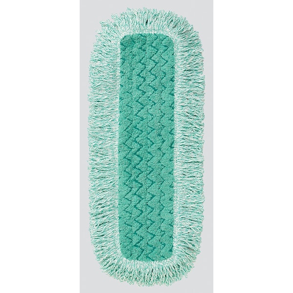 Trapo para polvo Rubbermaid Commercial de 18 pulgadas, conexión tipo gancho y lazo, extremo de flecos, color verde, microfibra, FGQ41800GR00 - FGQ41800GR00