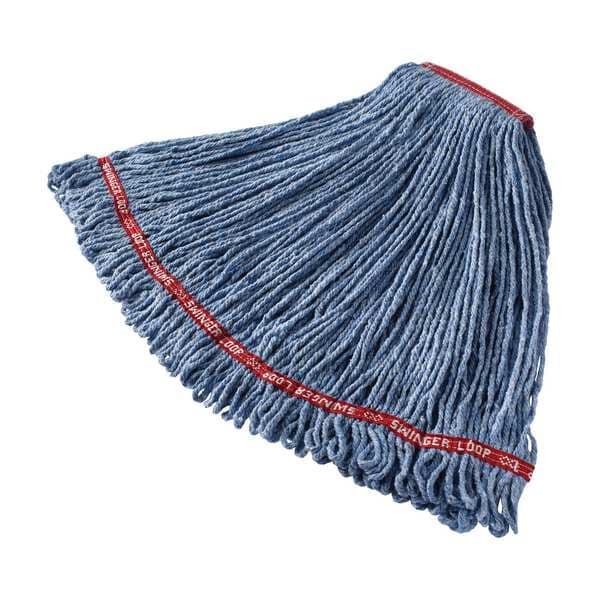 Trapo húmedo de 1 pulgada Rubbermaid Commercial, 28 oz de peso seco, conexión deslizable, extremo en bucle, azul, algodón/sintético - FGC11306BL00