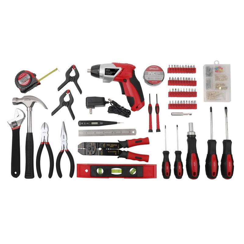 Kit de herramientas para el hogar Apollo con destornillador inalámbrico de 3.6 voltios de ion de litio (161 piezas) - DT0739