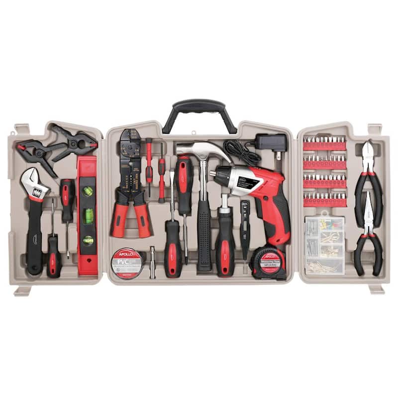 Kit de herramientas para el hogar Apollo con destornillador inalámbrico de 3.6 voltios de ion de litio (161 piezas) - DT0739