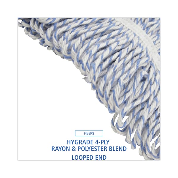 Mopa húmeda de bucle de Boardwalk, rayas blancas/azules, poliéster/rayón, paquete de 12, BWK543CT - BWK543CT