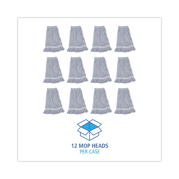 Mopa húmeda de bucle de Boardwalk, rayas blancas/azules, poliéster/rayón, paquete de 12, BWK543CT - BWK543CT
