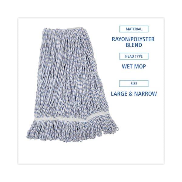 Mopa húmeda de bucle de Boardwalk, rayas blancas/azules, poliéster/rayón, paquete de 12, BWK543CT - BWK543CT