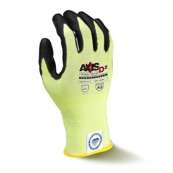 Guantes revestidos resistentes a cortes de alta visibilidad Radians, Nivel de corte A3, color amarillo de alta visibilidad, Mediano - RWGD100M