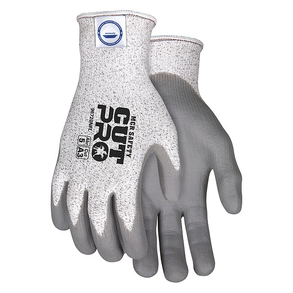 Guantes recubiertos resistentes a cortes de Mcr Safety, Nivel de corte A3, 13 ga, Gris, Talla L - 96720NFL
