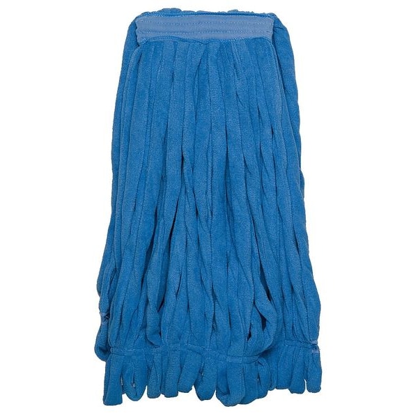 Trapo trapeador húmedo de 1 pulgada Tough Guy, 18 oz de peso seco, conexión deslizable, con extremos en bucle, azul, microfibra - 6PVZ3