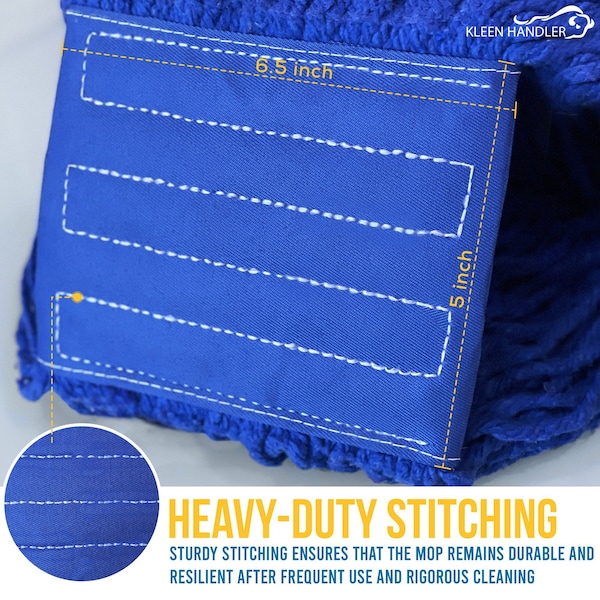 Recambio de Cabezal de Trapeador Húmedo de Uso Pesado Kleen Handler 24 oz. de Buclé de Extremo, Azul Oscuro, para Uso Industrial y Comercial - KHHD-LEM-BD-DBL-24-1