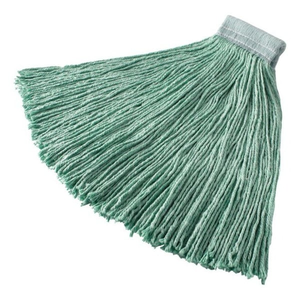 Trapo Húmedo de Hilo de 5 pulgadas Rubbermaid Commercial, 28 oz Peso Seco, Conexión de Abrazadera, Extremo Cortado, Verde, Sintético, Paquete de 6 - FGF13700GR00
