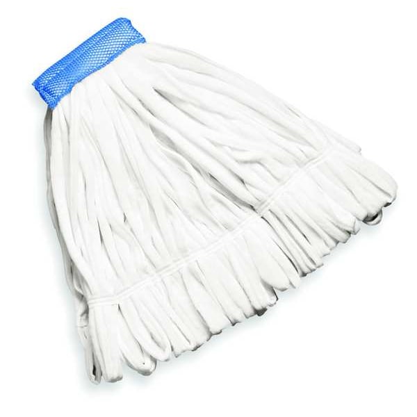 Mopa húmeda de cuerda Rubbermaid Commercial 5 in, con capacidad de 20 oz en seco, conexión de pinza, extremo en bucle, color blanco, de algodón/poliéster - FGT25500WH00