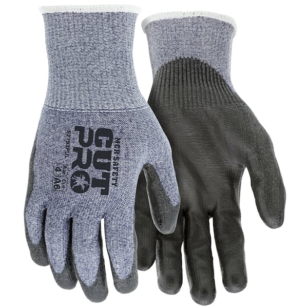 Guantes de seguridad Mcr, 13g, CutPro, HiperMax Azul Marino, PU gris XXS, paquete de 12 - 92793PUXXS