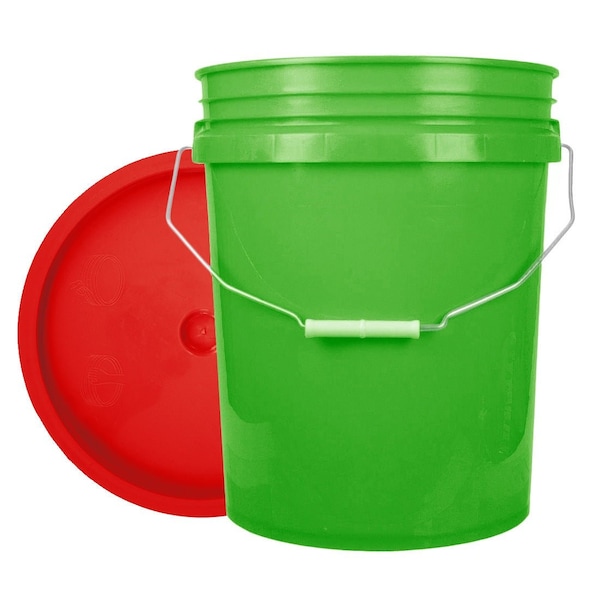 Balde de World Enterprises, 12 pulgadas de alto, en color verde lima y rojo - 5LIGRN,345RED