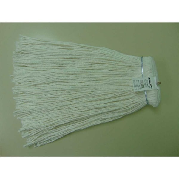 Cabeza de trapeador de extremo cortado de rayón de 24 oz. Renown 4-Ply Blanco con banda para tornillo metálico, paquete de 6 - RM-32024BKHP