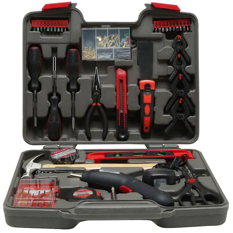 Kit de herramientas para el hogar Apollo con destornillador inalámbrico de 4.8 voltios (144 piezas) - DT8422