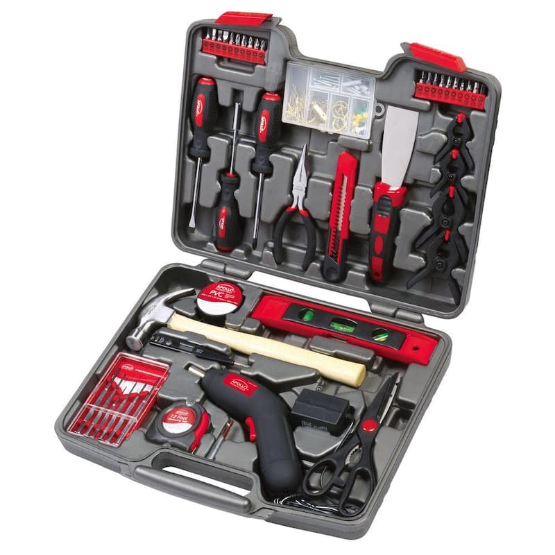 Kit de herramientas para el hogar Apollo con destornillador inalámbrico de 4.8 voltios (144 piezas) - DT8422