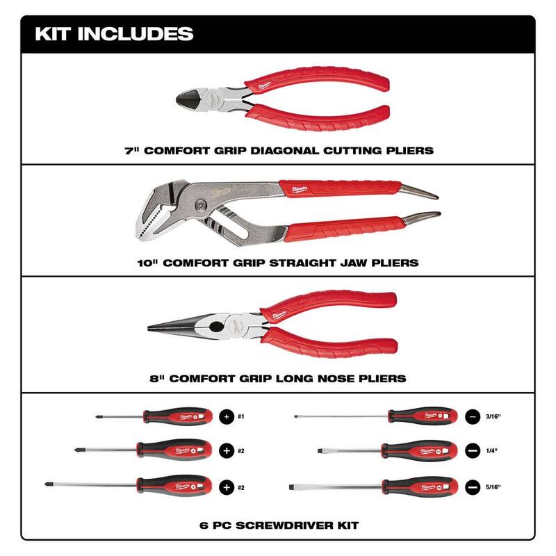 Set de 9 piezas de pinzas y destornilladores Milwaukee - 48-22-6331-48-22-2706