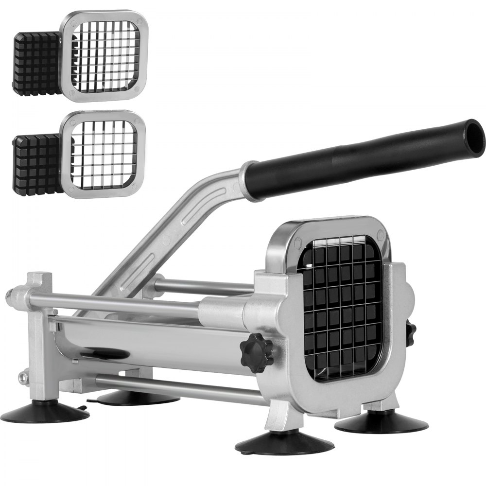 VEVOR French Fry Cutter, Potato Slicer with 1/2-Inch and 3/8-Inch Stainless Steel Blades, Manual Potato Cutter Chopper with Suction Cups, Great for Potato, French Fries, Cucumber, Vegetables, Carrot - S12INCH38INCHM07PV0