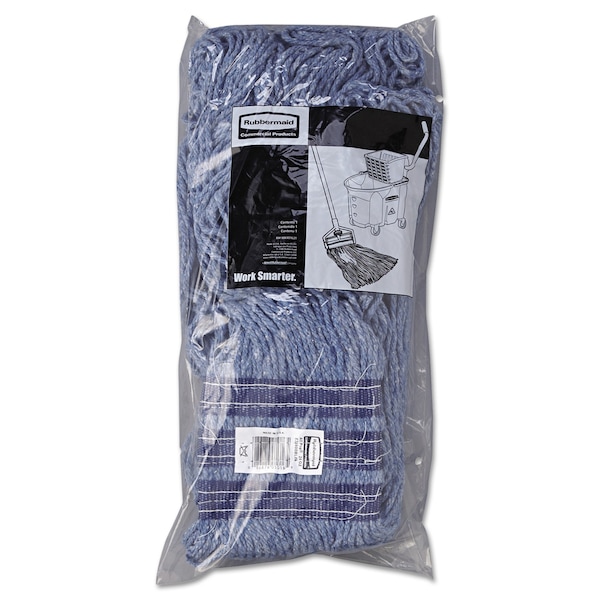 Trapo de trapeado húmedo con bucle universal Rubbermaid Commercial, azul, algodón/sintético, paquete de 12 - FGE23800BL00