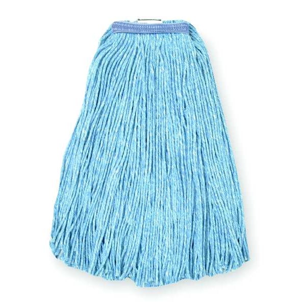 Mopa Húmeda Tough Guy de 1 pulgada, con 24 onzas de peso en seco, ajuste por abrazadera/cambio rápido/conexión de puerta lateral, terminación cortada, azul, de algodón - 1TYR5