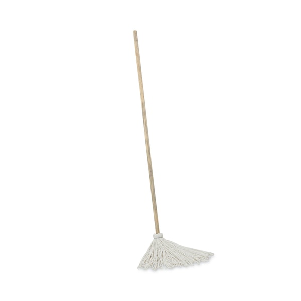 Trapos para trapeador de mango/tabla Boardwalk, cabeza de rayón blanco #12, mango de madera natural de 48", paquete de 6 - BWK112R