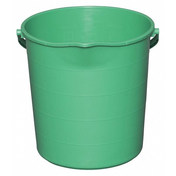 Cubeta Redonda Tough Guy de 3 galones, 12 1/2 pulgadas de diámetro, color verde, de polipropileno - 48LY99