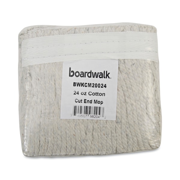 Trapo trapeador de hilo Boardwalk 1.25 pulgadas, blanco, algodón, paquete de 12, modelo BWKCM20024 - BWKCM20024