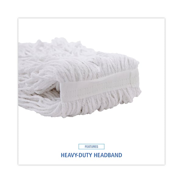 Mopa húmeda de extremo cortado Boardwalk 1.25 in, blanca, de rayón, paquete de 12, Modelo BWKRM03024S - BWKRM03024S