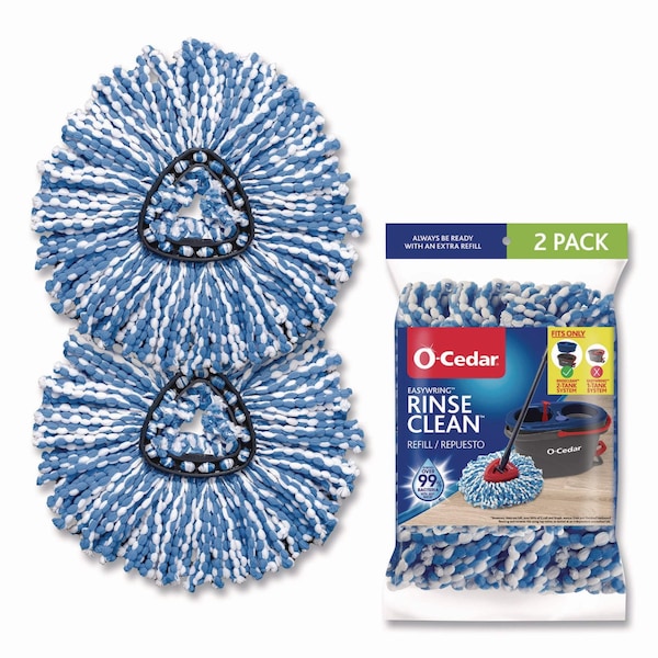 Recarga O-Cedar Rinse Clean, Microfibra, Tamaño Personalizado para Sistema de Trapeador Rinse Clean, Azul/Blanco, 12PK - 172092CT